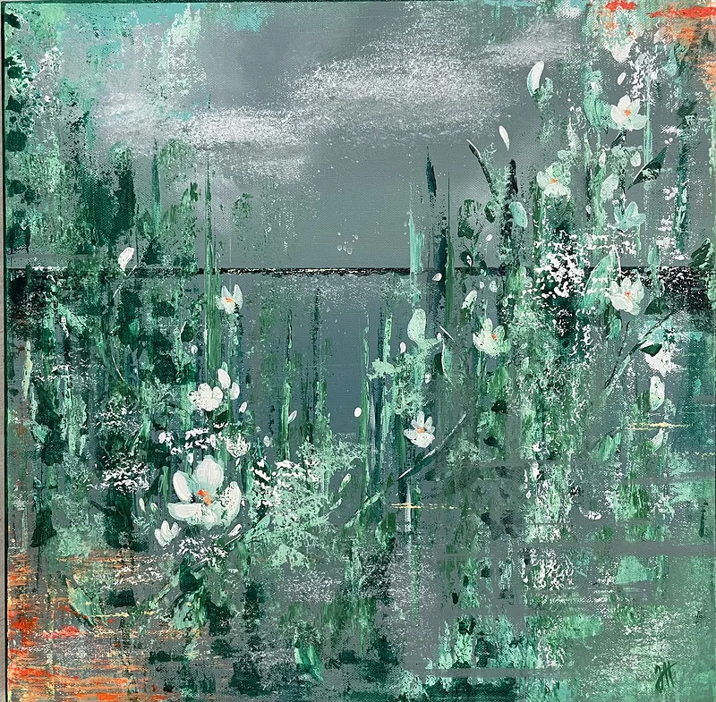 Akrylmålning Calm Green Chaos av Judit Hedelius
