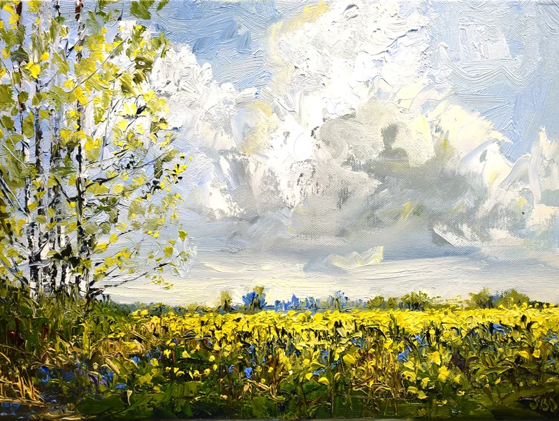 Oljemålning Dream field av Sonja Brussen
