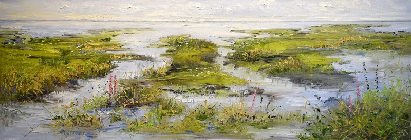 Oljemålning Green walk av Sonja Brussen