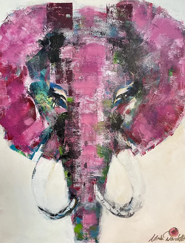 Akrylmålning Elefant. A Glas of Rosé, maybe? av Ulrike Nordquist