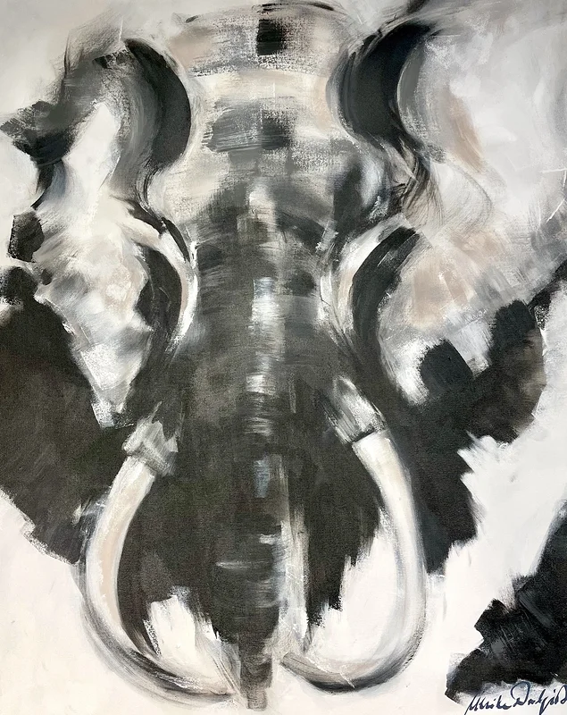 Akrylmålning Elefant. Black & White 2 av Ulrike Nordquist