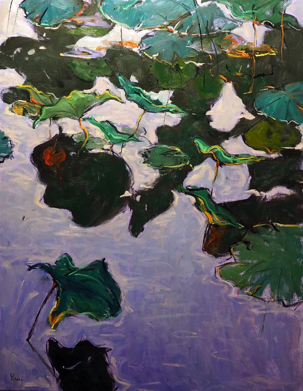 Oljemålning Lotus blad av Yuanyuan Liu
