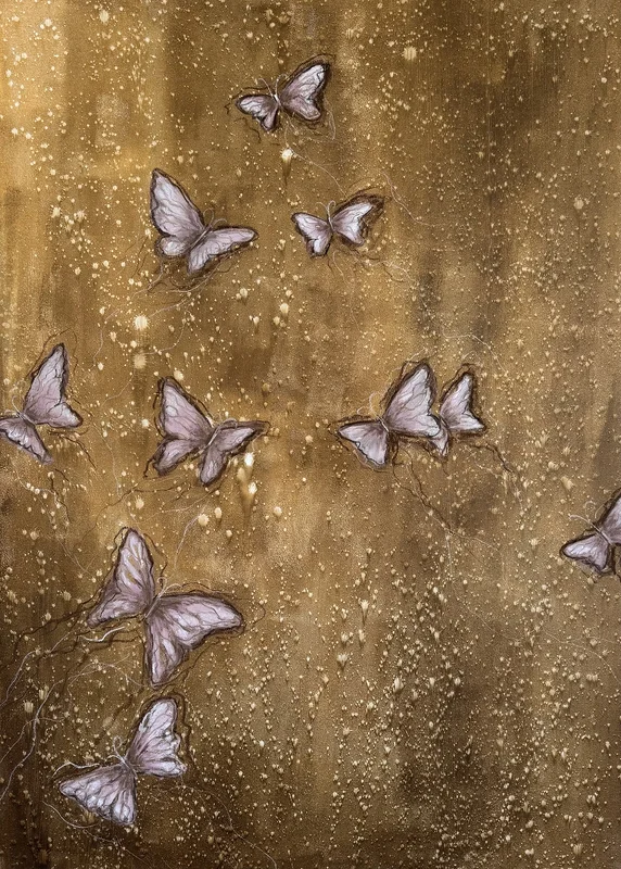 Akrylmålning Dancing butterflies av Annette MA Stocker