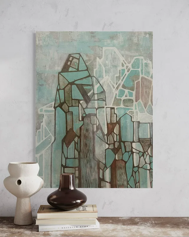 Akrylmålning Silent towers (interiörbild) av Annie Wikner