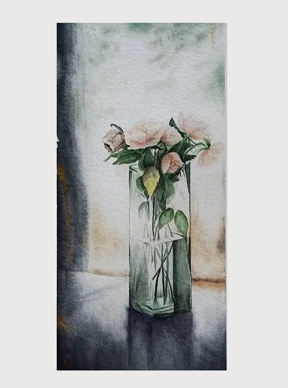 Akvarell Gårdagens rosor av Anna Löfstrand