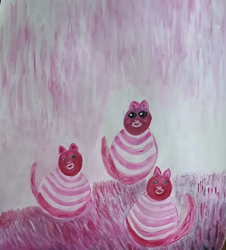 Akrylmålning Skönheterna och rosa himmel av Monica Hamberg