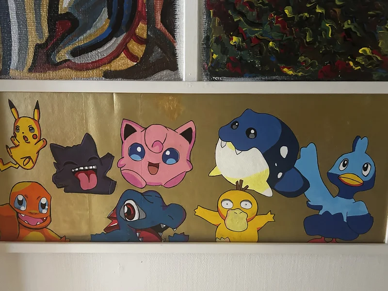 Akrylmålning Pokemon av Linnea Nilsson