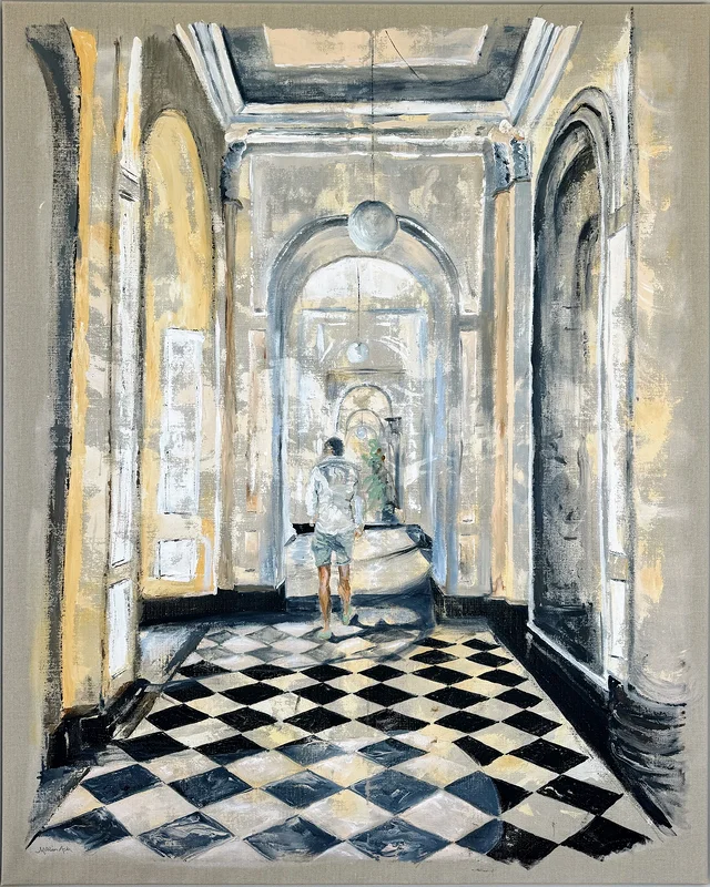Akrylmålning Grand hotel Cadenabbia, Lake Como av Malin Ask