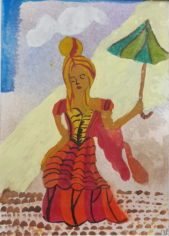 The woman with the parasoll av Veronica Domachowska