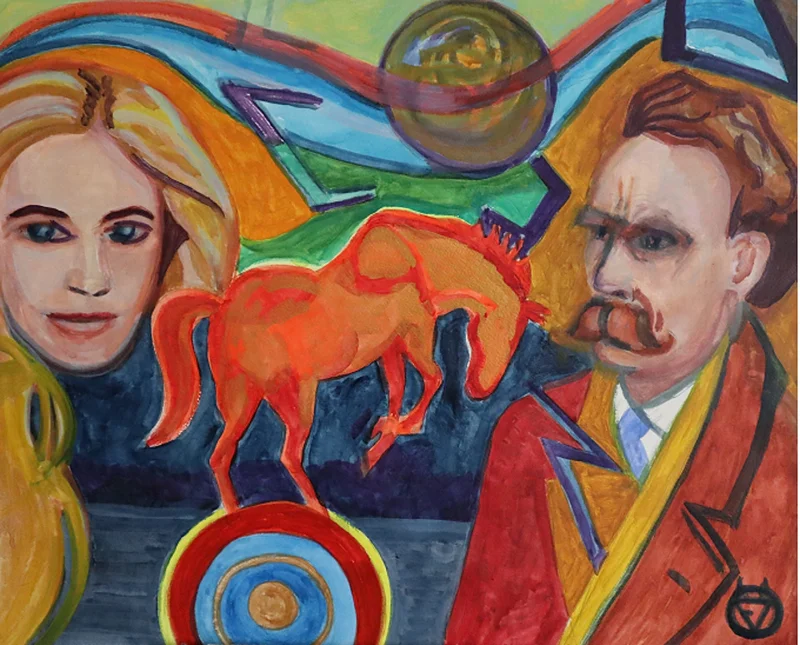 132 ) Lady Phoebe and Friedrich Nietzsche in Mongibello av Victor Finnigan