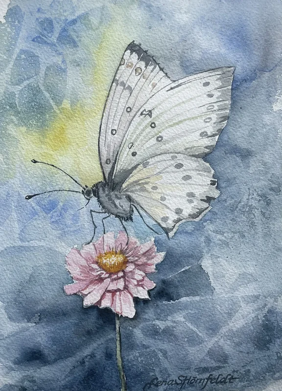 Akvarell In för landning av Lena Hörnfeldt