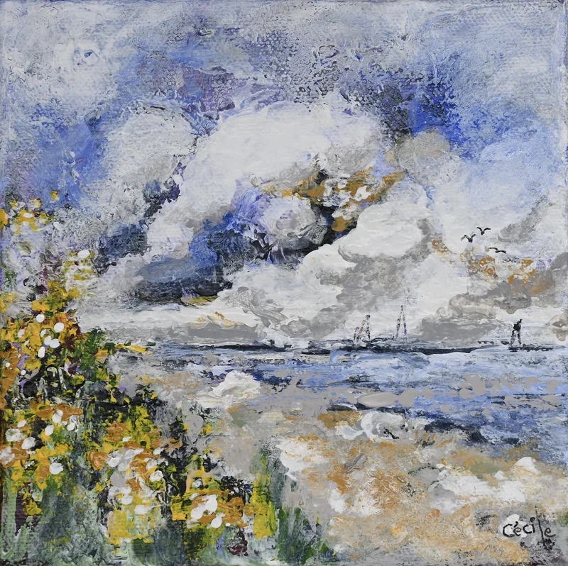 Akrylmålning Livsglädje, Skärgård, av Cécile Hansson