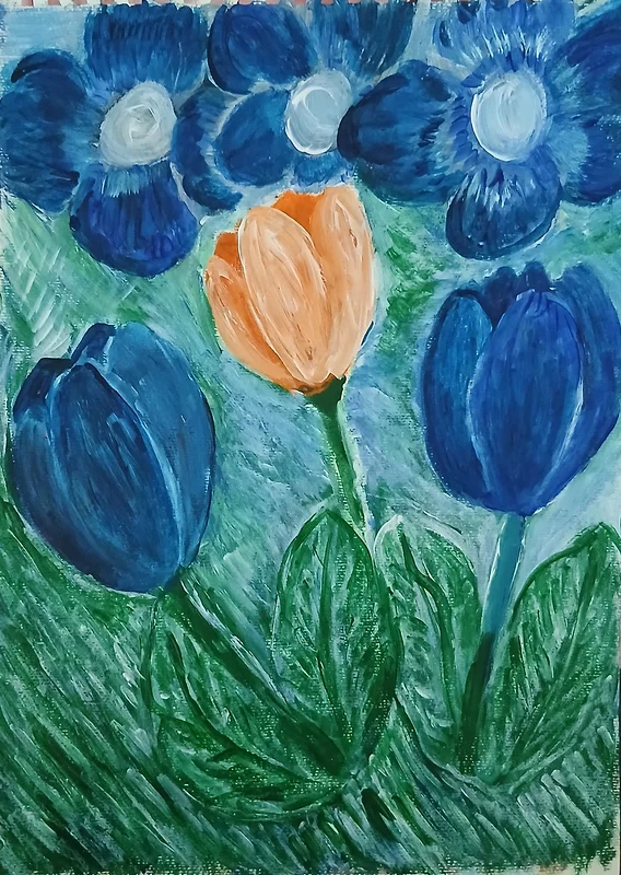Akrylmålning Mina blomster av Monica Hamberg