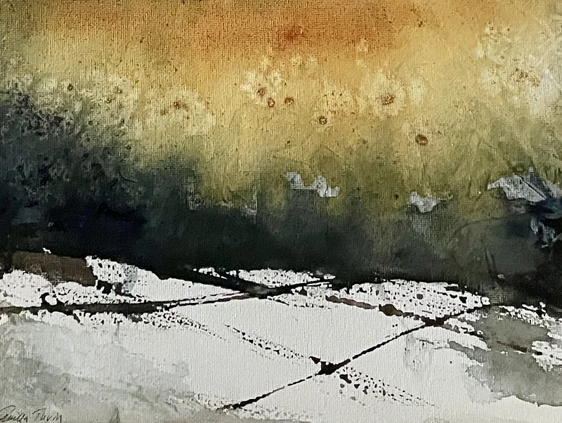 Akvarell Gul himmel av Gunilla Tuvin