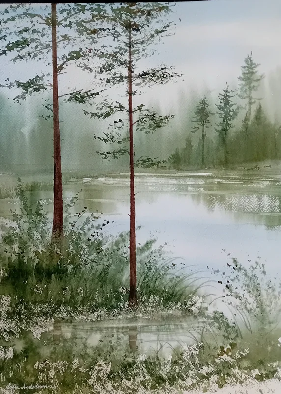 Akvarell Grönska av Lotta Andersson