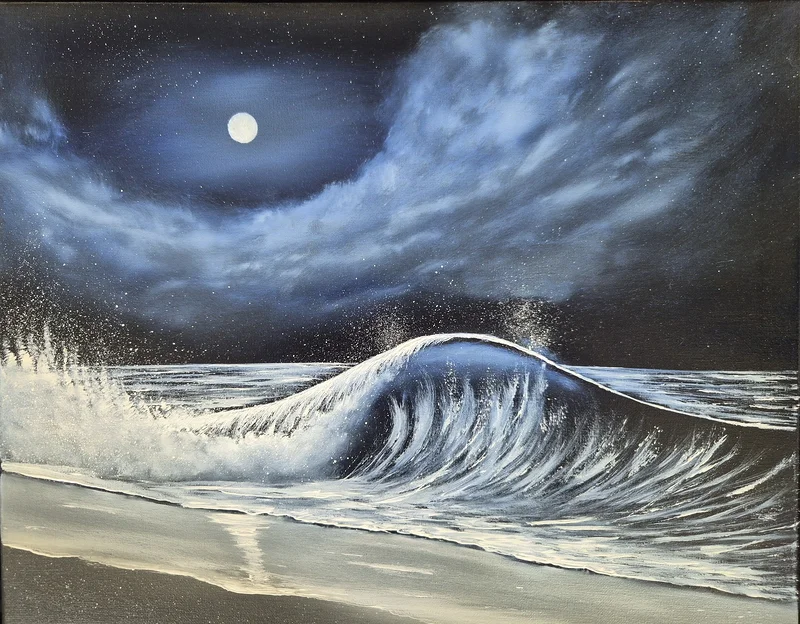 Oljemålning Splash in the night av Jimmy Karlsson