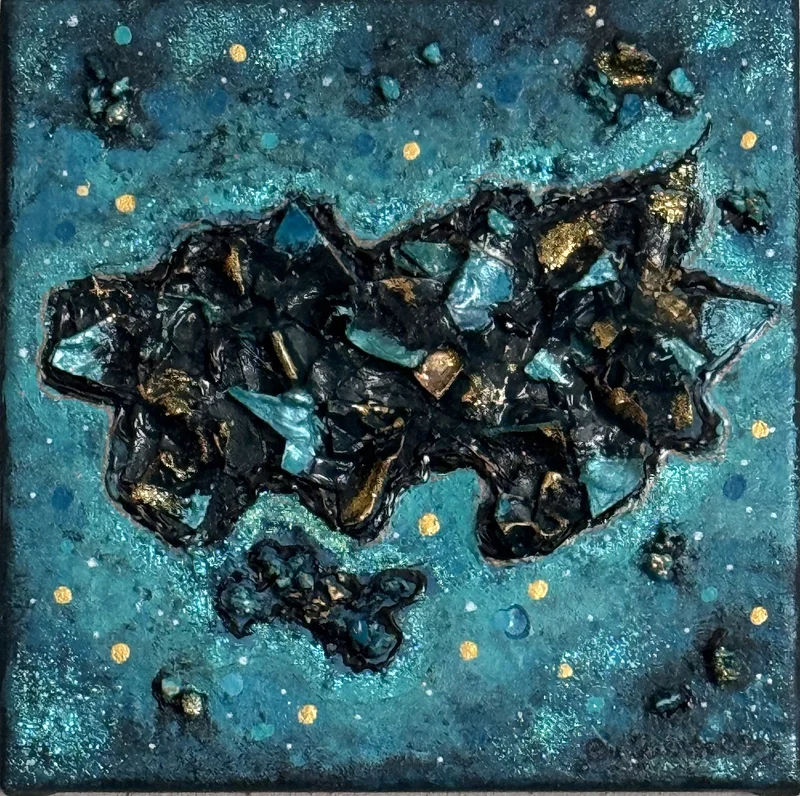 Akrylmålning Turkos nebulosa av Gabrielle Persson