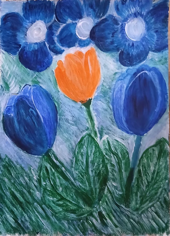 Akrylmålning Blomster av Monica Hamberg