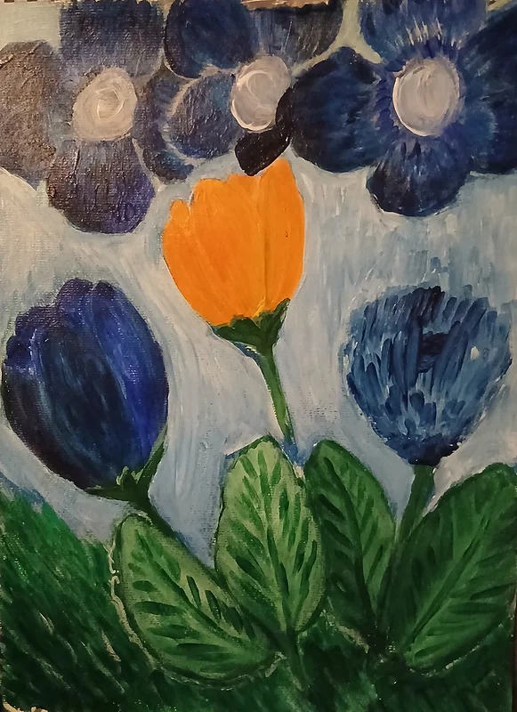 Akrylmålning Blomster av Monica Hamberg