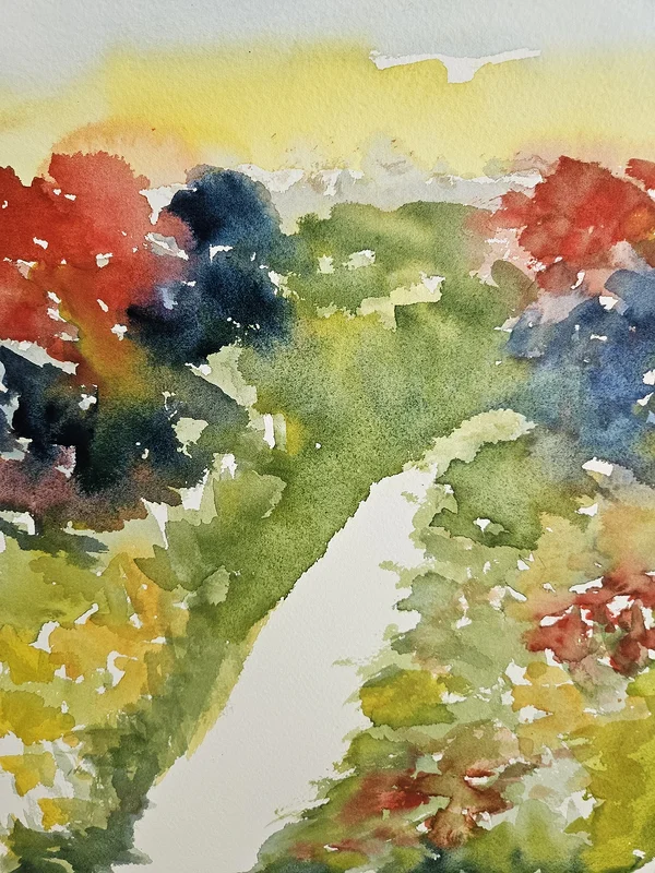 Akvarell Blommande stig/Blooming path av Sonja Svensson