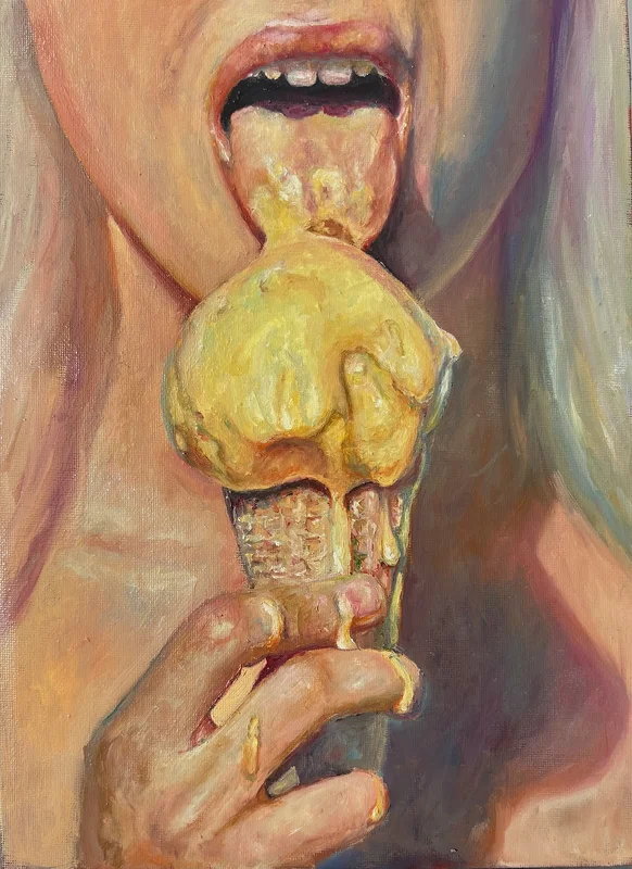 Oljemålning Mango ice cream av Anastasiya Kostyuk