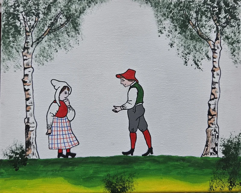 Akrylmålning Kom lilla flicka, dansa med mig av Roger Karlsson