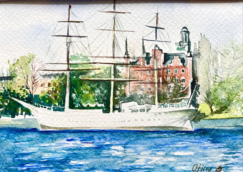 Akvarell Gamla Stan, Stockholm av Otilia Tarlapan