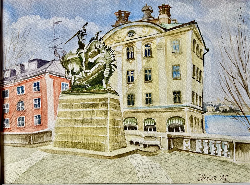 Akvarell Gamla Stan, Stockholm av Otilia Tarlapan