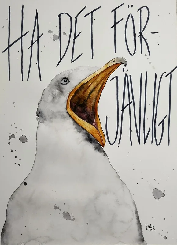 Akvarell Ha Det Förjävligt av Kiba Gustafsson