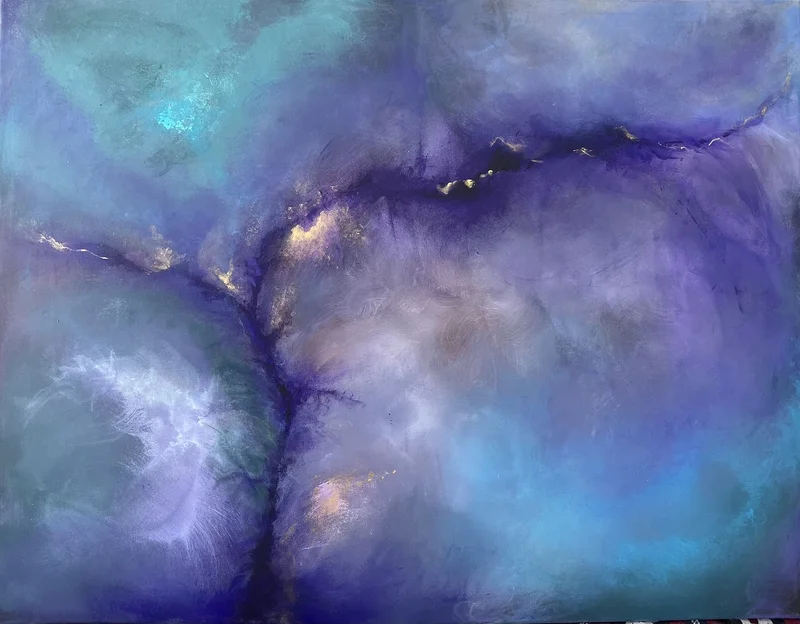 Akrylmålning Purple rain av Helena Smeds