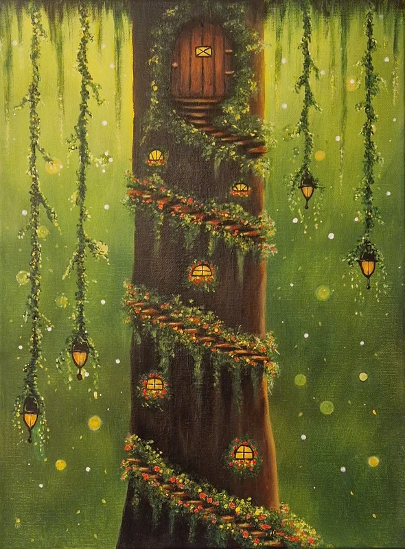 Akrylmålning Where Fairies Dwell av Pia K. Egeriis