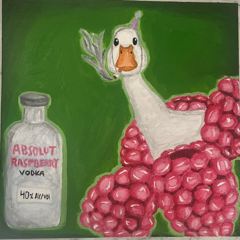 Akrylmålning Party duck av Melva Spindel