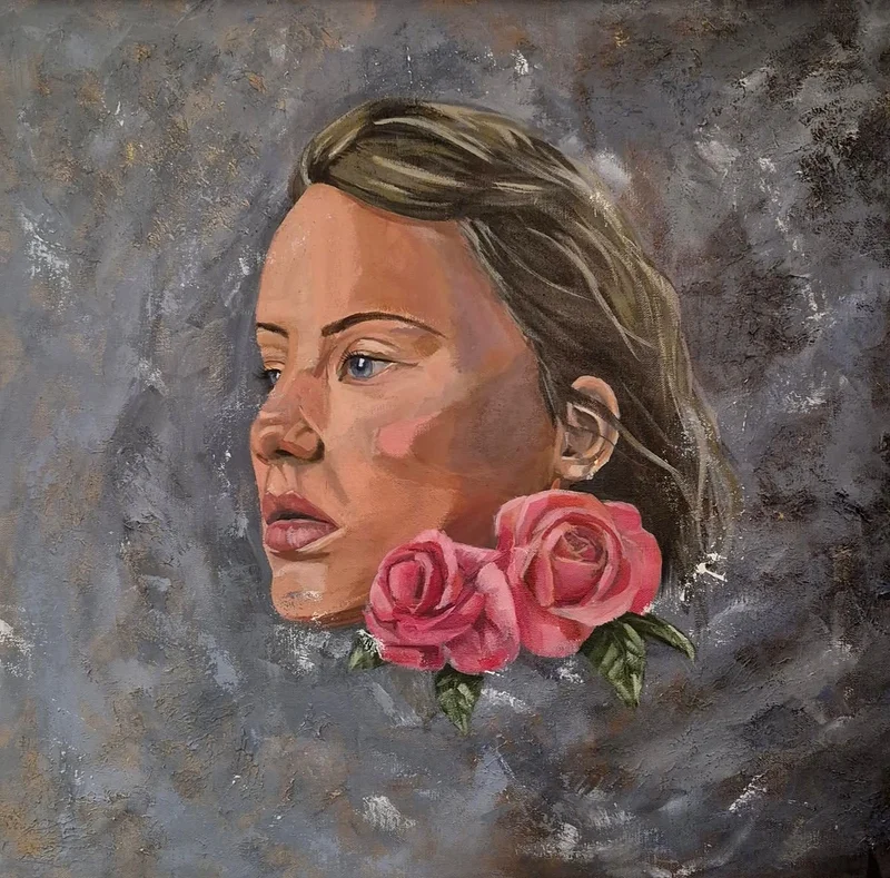 Akrylmålning Rose av Ebba Åkerlund