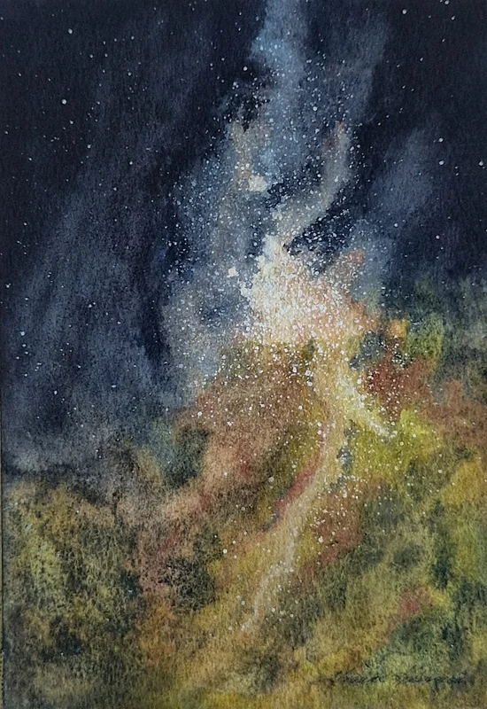 Akvarell Stardust av Yvonne Halvarsson