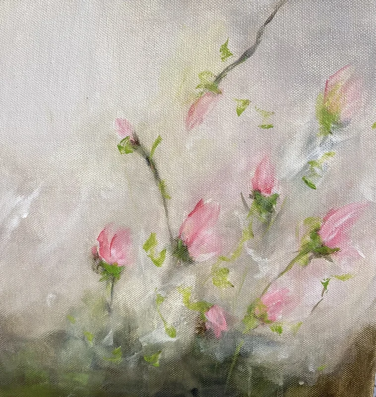 Akrylmålning ROSOR TILL MOR av Rose-Marie Lyckebrant-Lindqvist
