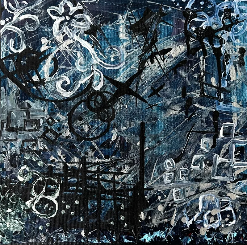 Akrylmålning Abstract av Elvira Dingsten