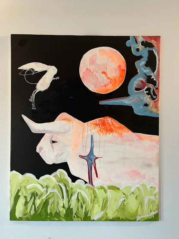 Akrylmålning Bull av Alexander Binnmyr
