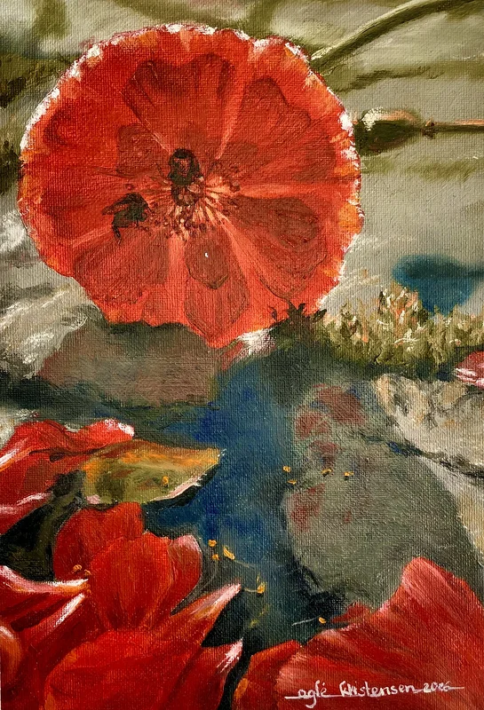 Oljemålning Garden poppy av Egle Kristensen