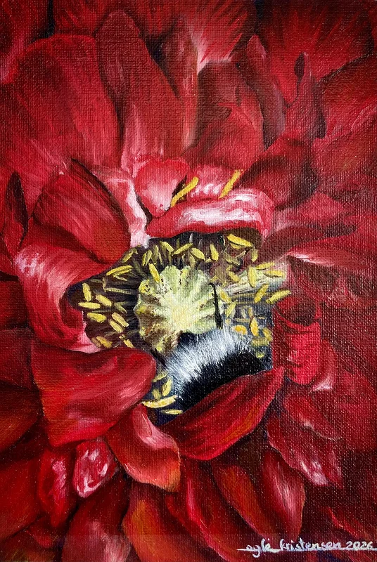 Oljemålning Garden poppy av Egle Kristensen