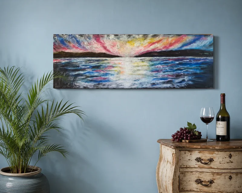 Akrylmålning Colorful horison av Caroline Säfvenberg