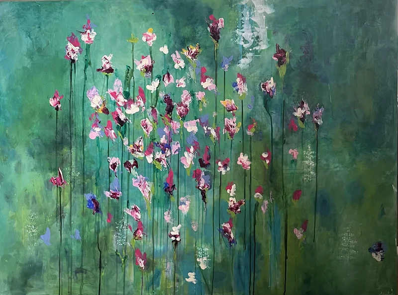 Akrylmålning Mitt i blomning av Johanna Hallberg