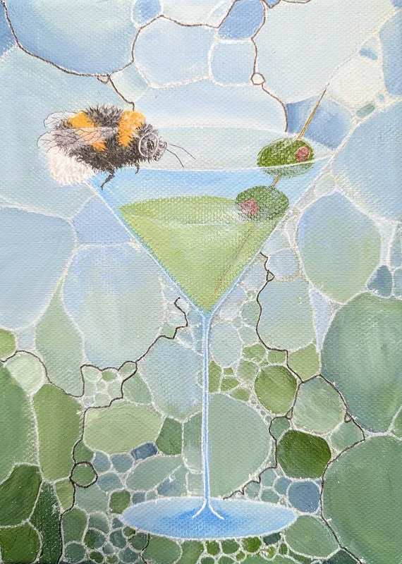 Akrylmålning Bumblemartini 2 av Tutta Domenstam