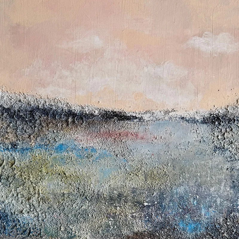 Akrylmålning The quiet moor in blush av Kicki Liljeblad
