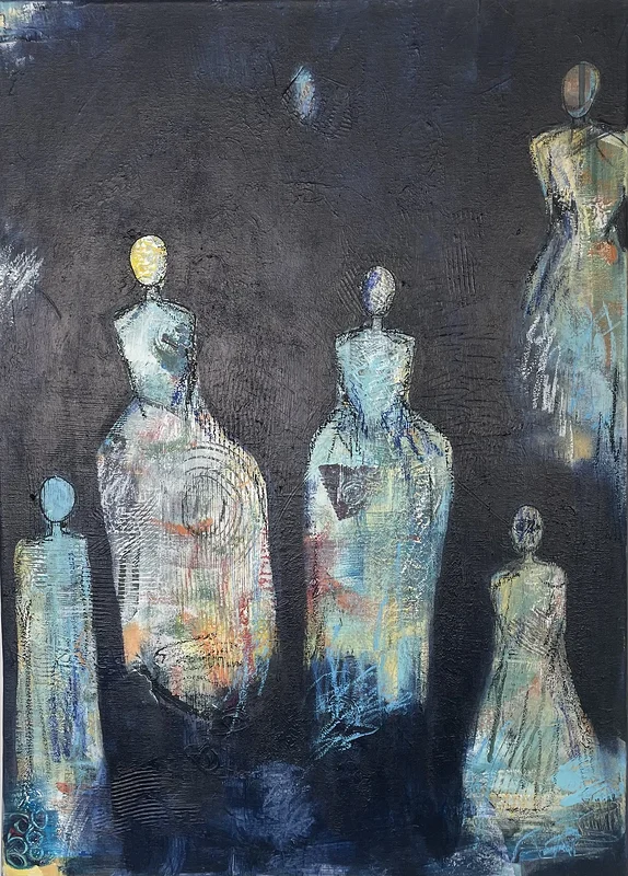 Akrylmålning Dans le noir av Lina Karlsryd