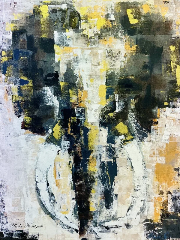 Akrylmålning Elefant. "Golden 1" av Ulrike Nordquist