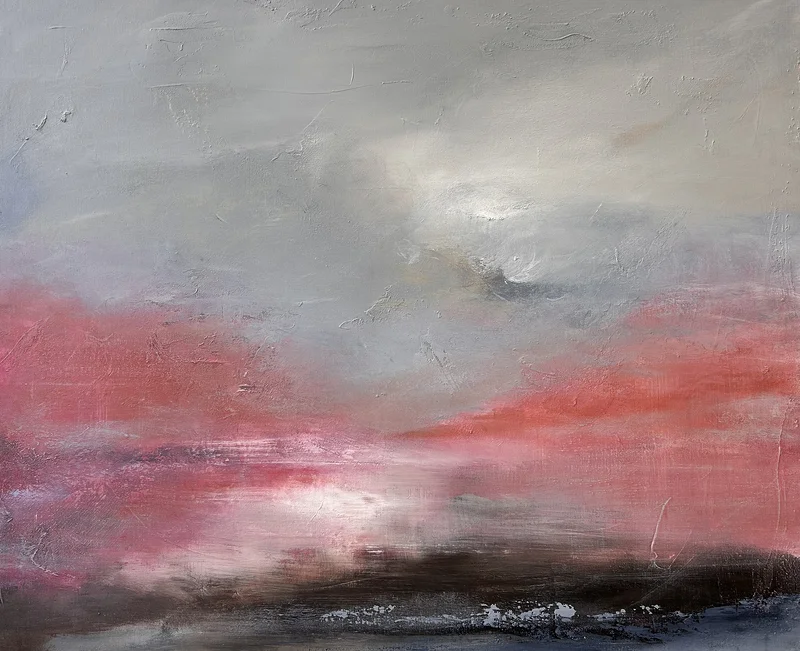 Akrylmålning Rosa horisont av Ulrica Halling Olsson_art Stockholm