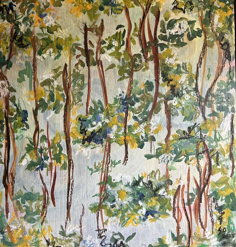 Oljemålning Skog av Stella Olsson