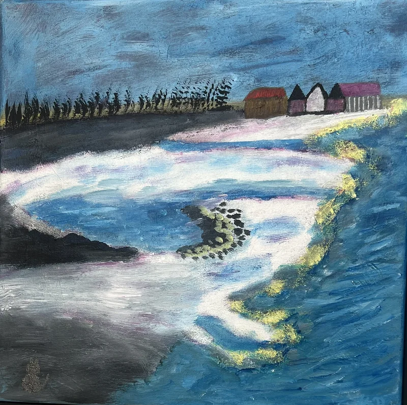 Akrylmålning Gotlandsvy av Monica Rausén