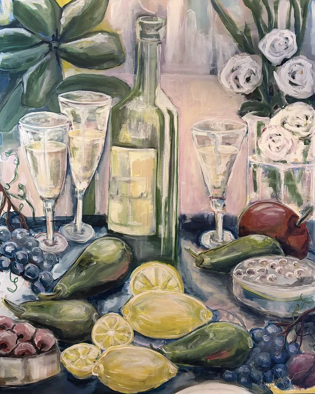Akrylmålning Sensommar kväll av Linda Persson
