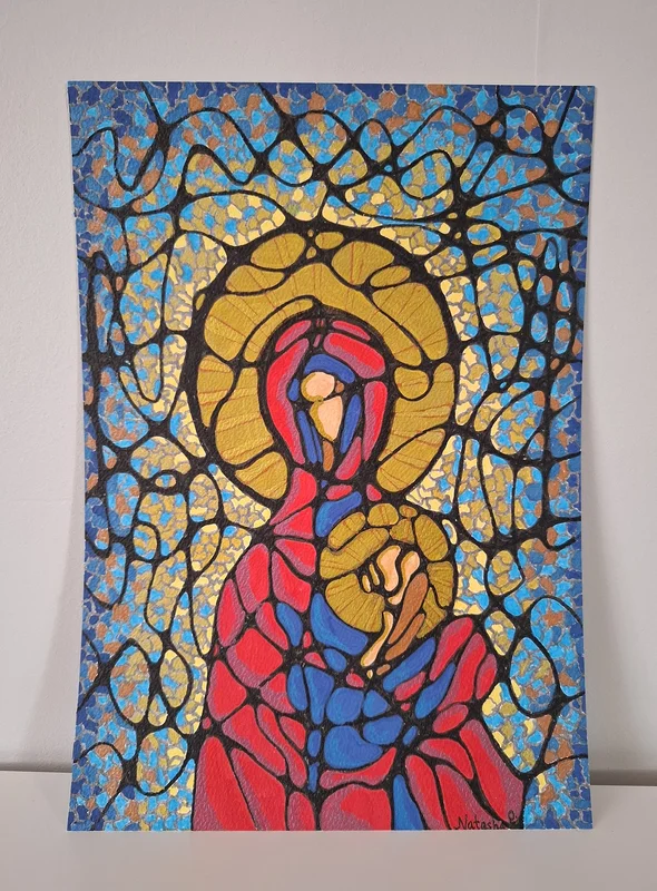 Akrylmålning Heliga Maria av Natasha Petrenka